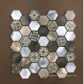 length 48mm hexagon brushed aluminum mosaic wall tiles